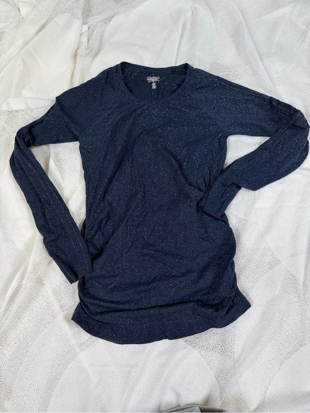 Athleta Long-Sleeve Shimmer Crewneck Top - Dark Blue
